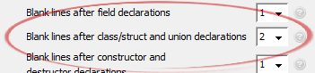 Blank lines after class/struct and union declarations