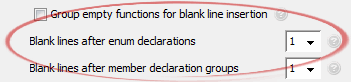 Blank lines after enum declarations