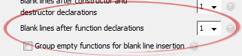 Blank lines after function declarations