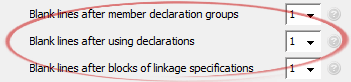 Blank lines after using declarations