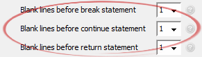 Blank lines before continue statement