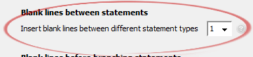 Insert blank lines between different statement types