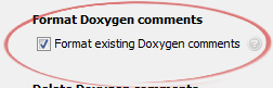 Format existing Doxygen comments