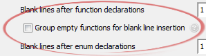 Group empty functions for blank line insertion