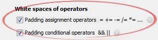 Padding assignment operators  = += -= /= *= ...