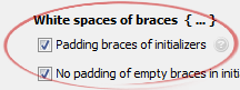 Padding braces of initializers