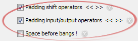 Padding input/output operators  << >>