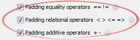 Padding relational operators  < > <= =>