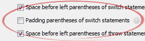 Padding parentheses of switch statements