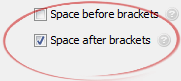 Space after brackets