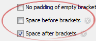 Space before brackets