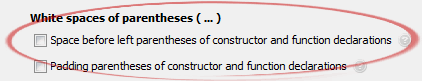 Space before left parentheses of constructor and function declarations
