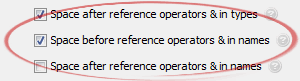 Space before reference operators & in names