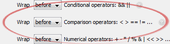 Comparison operators: < > == != ...