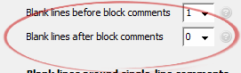 Blank lines after block comments