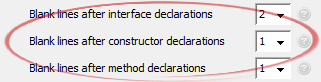 Blank lines after constructor declarations