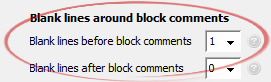 Blank lines before block comments