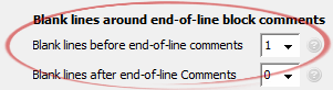 Blank lines before end-of-line comments