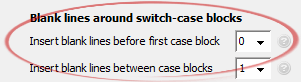 Insert blank lines before first case block