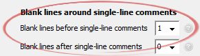 Blank lines before single-line comments