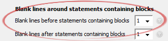 Blank lines before statements containing blocks