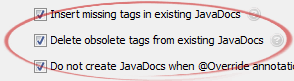 Delete obsolete tags from existing JavaDocs