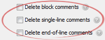 Delete single-line comments