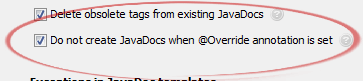 Do not create JavaDocs when @Override annotation is set
