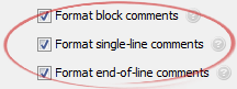 Format single-line comments