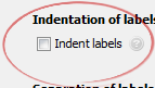 Indent labels