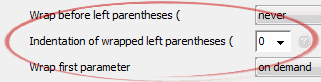 Indentation of wrapped left parentheses (