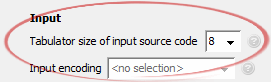 Tabulator size of input source code