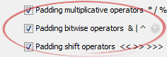 Padding bitwise operators  & | ^