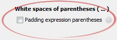 Padding expression parentheses