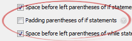 Padding parentheses of if statements