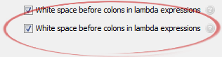White space before colons in lambda expressions