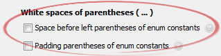Space before left parentheses of enum constants