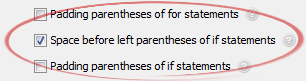 Space before left parentheses of if statements