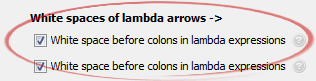 White space before colons in lambda expressions