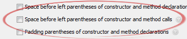 Space before left parentheses of constructor and method calls