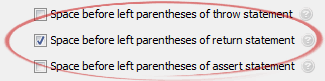 Space before left parentheses of return statement