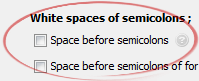 Space before semicolons