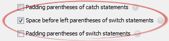 Space before left parentheses of switch statements