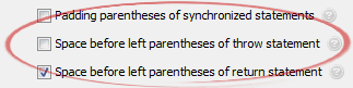 Space before left parentheses of throw statement