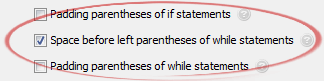 Space before left parentheses of while statements