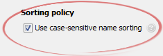 Use case-sensitive name sorting